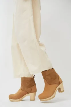 No.6 Store 5" Pull on Shearling Clog Boot on High Heel in Copper