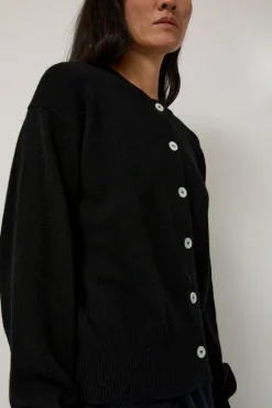No.6 Store Ada Crewneck Cardigan in Black