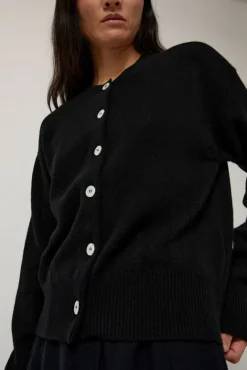 No.6 Store Ada Crewneck Cardigan in Black