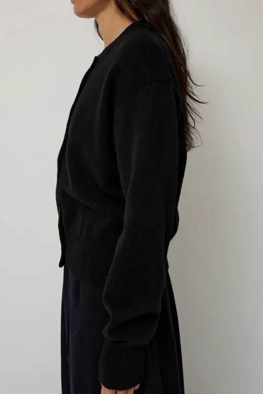 No.6 Store Ada Crewneck Cardigan in Black