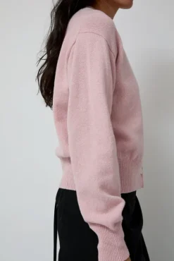 No.6 Store Ada Crewneck Cardigan in Pink