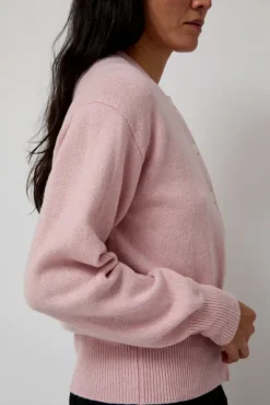 No.6 Store Ada Crewneck Cardigan in Pink