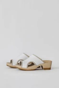No.6 Store Alexis Clog on Mid Heel in White Patent