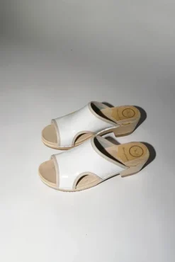 No.6 Store Alexis Clog on Mid Heel in White Patent