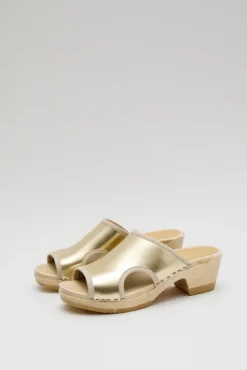 No.6 Store Alexis Clog on Mid Heel in Gold