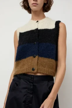 No.6 Store Alpaca Mohair Waistcoat in Stripe