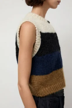 No.6 Store Alpaca Mohair Waistcoat in Stripe