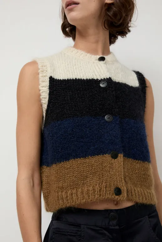 No.6 Store Alpaca Mohair Waistcoat in Stripe