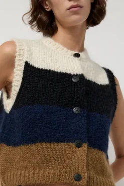 No.6 Store Alpaca Mohair Waistcoat in Stripe
