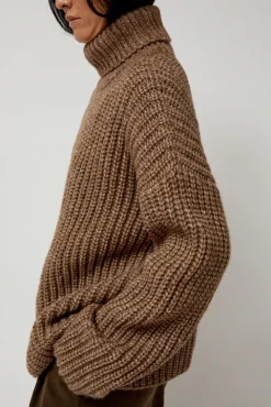 No.6 Store Alpaca Rib Turtleneck in Brown
