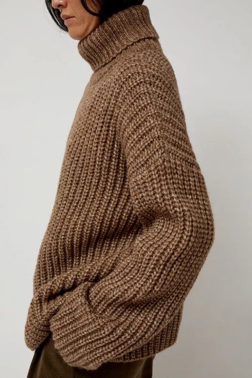 No.6 Store Alpaca Rib Turtleneck in Brown