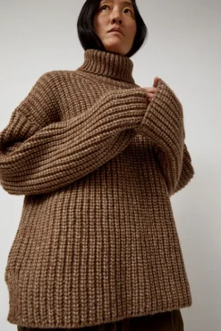 No.6 Store Alpaca Rib Turtleneck in Brown