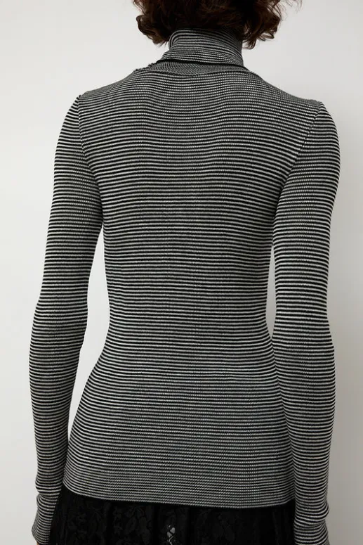 No.6 Store Alpha Rollneck in Espresso Fine Stripes