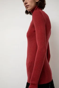 No.6 Store Alpha Rollneck in Paradise Red Fine Stripes