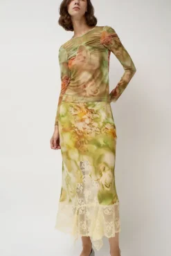No.6 Store Arc Long Sleeve Top in Sage Molten Floral