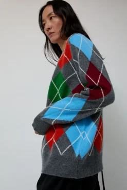 No.6 Store Argyle Crewneck Sweater in Derby and Adonis