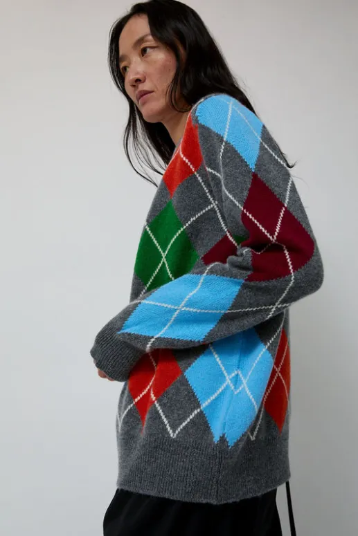 No.6 Store Argyle Crewneck Sweater in Derby and Adonis