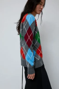 No.6 Store Argyle Crewneck Sweater in Derby and Adonis