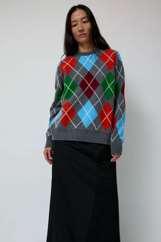 No.6 Store Argyle Crewneck Sweater in Derby and Adonis