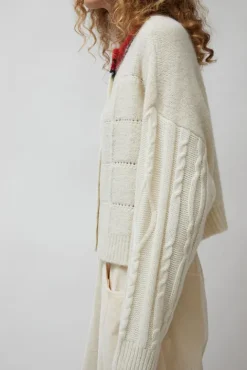 No.6 Store Baby Alpaca Textured Cardigan in Cream