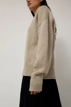No.6 Store Balla Slouch V Neck Sweater in Beige