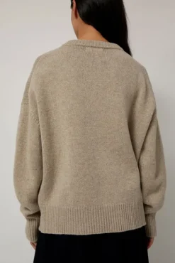 No.6 Store Balla Slouch V Neck Sweater in Beige