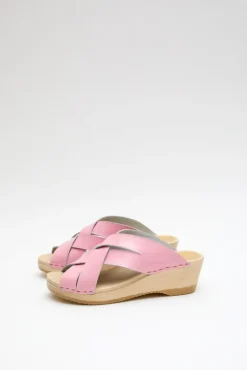No.6 Store Basket Clog on Mid Wedge in Pink Patent