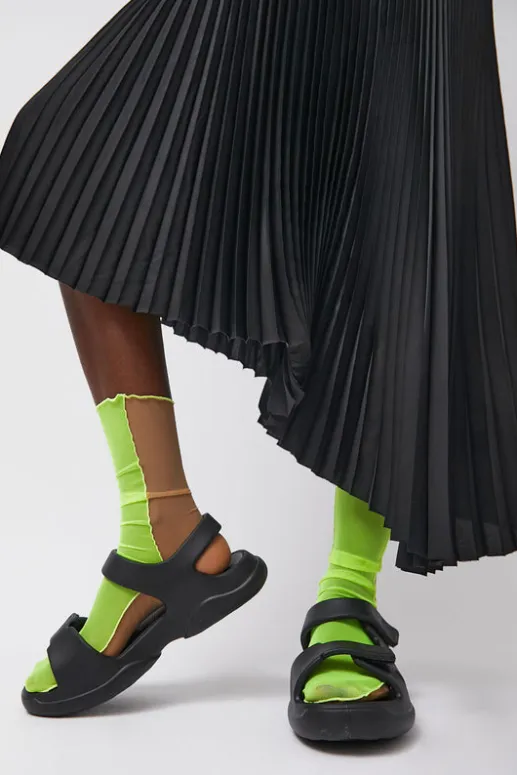 No.6 Store Bicolor Mesh Ankle Socks in Yellow Fluo and Nude