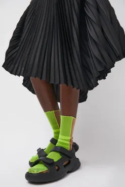 No.6 Store Bicolor Mesh Ankle Socks in Yellow Fluo and Nude