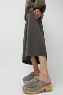 No.6 Store Billie Fur Clog on Mid Heel in Mist