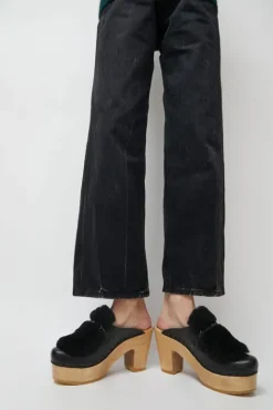 No.6 Store Billie Fur Clog on Platform in Black