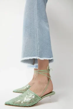 No.6 Store Bit Mules in Mint Sequin