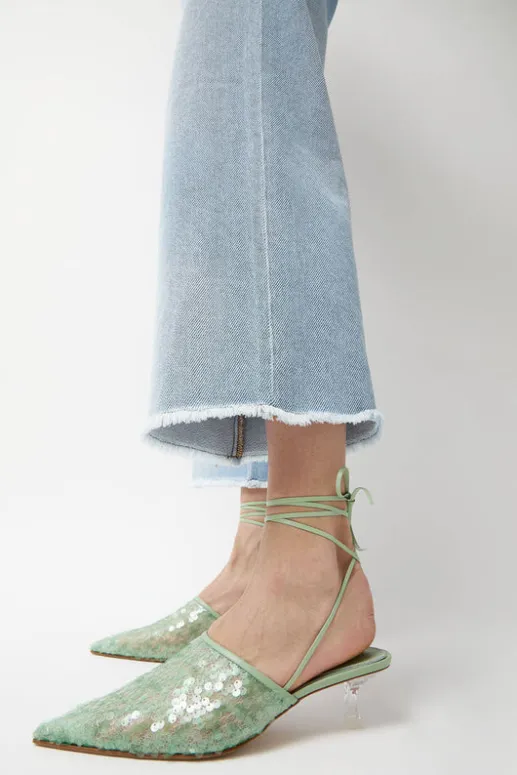 No.6 Store Bit Mules in Mint Sequin