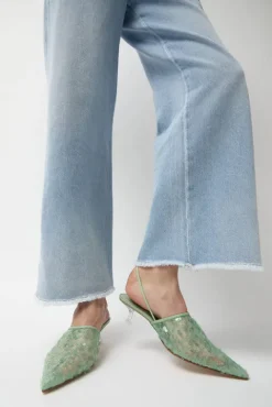No.6 Store Bit Mules in Mint Sequin