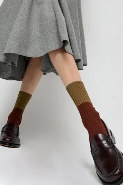 No.6 Store Bitone Cotton Socks in Cocco