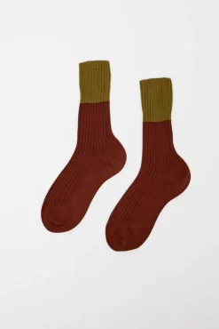 No.6 Store Bitone Cotton Socks in Cocco