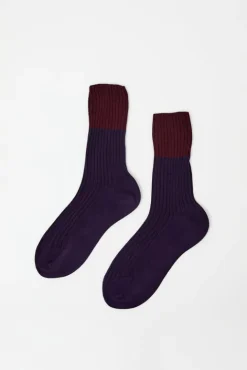 No.6 Store Bitone Cotton Socks in Dark Violet