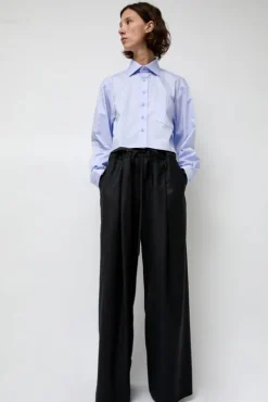 No.6 Store Blue Poplin Crop Shirt in Light Blue