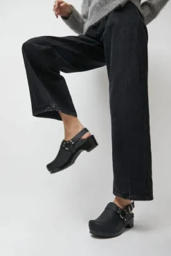 No.6 Store Brando Clog on Vintage Base in Black on Black Base