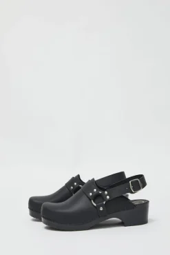 No.6 Store Brando Clog on Vintage Base in Black on Black Base
