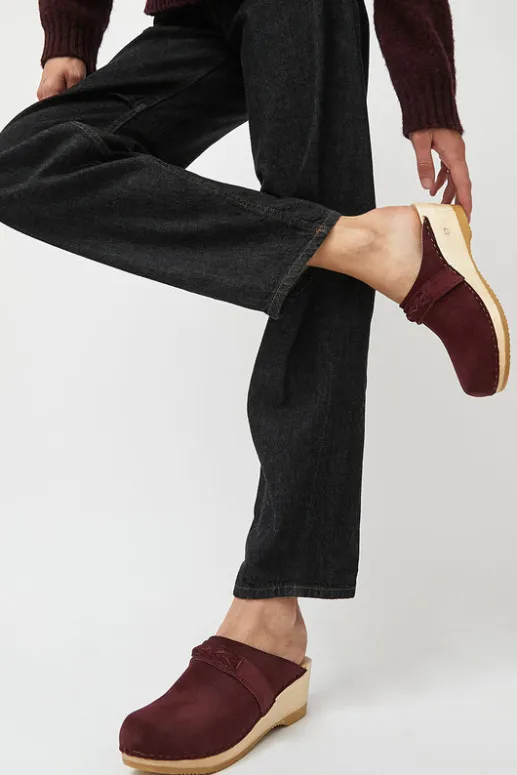 No.6 Store Bridget Clog on Mid Wedge in Burgundy Suede