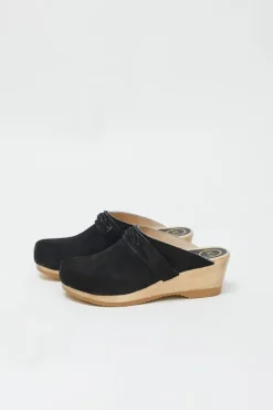No.6 Store Bridget Clog on Mid Wedge in Black Suede