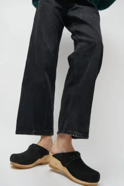 No.6 Store Bridget Clog on Mid Wedge in Black Suede
