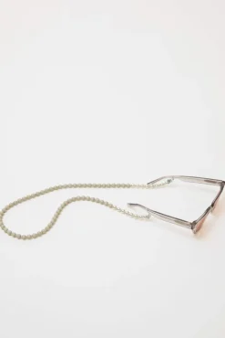 No.6 Store Brillenkette Silver Glasses Chain in Light Grey with Sage Thread