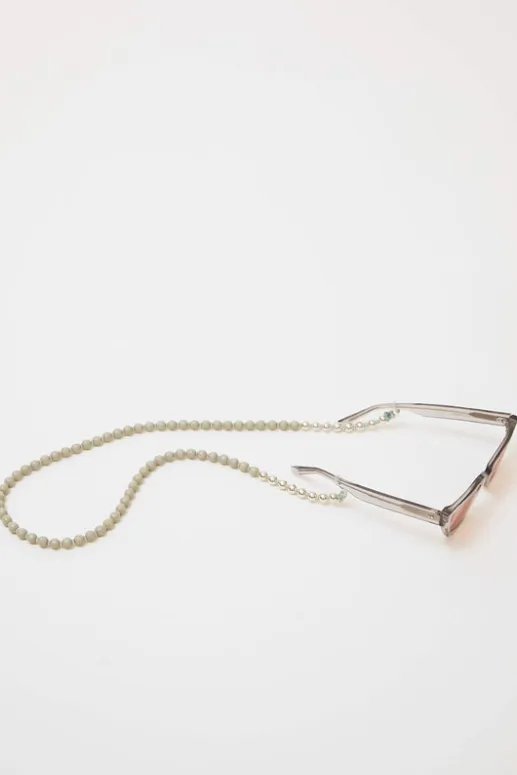 No.6 Store Brillenkette Silver Glasses Chain in Light Grey with Sage Thread
