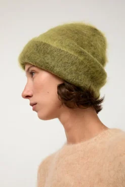 No.6 Store Brushed Mohair Beanie in Matcha