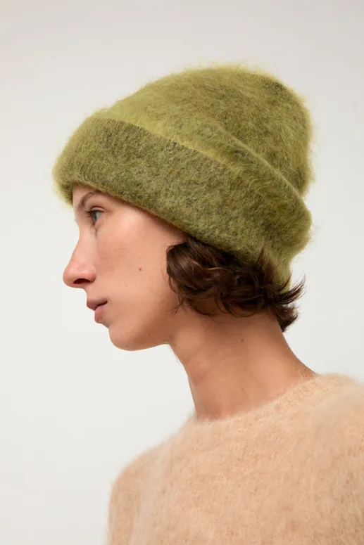 No.6 Store Brushed Mohair Beanie in Matcha