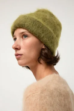 No.6 Store Brushed Mohair Beanie in Matcha