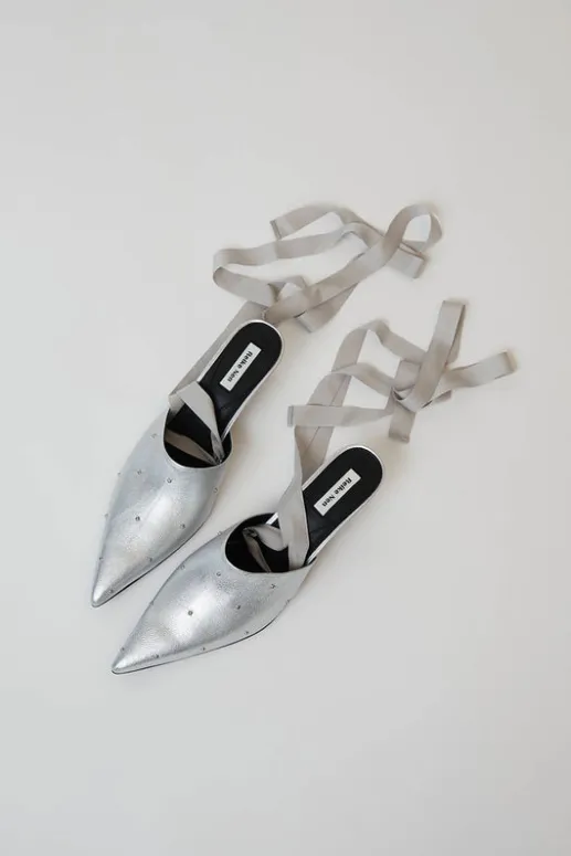 No.6 Store Byul Ribbon Mules in Silver