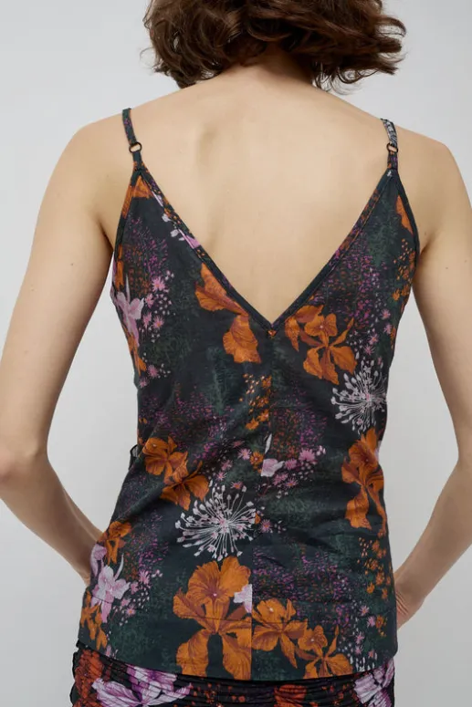 No.6 Store Camisole Top in Orange and Purple Flowers